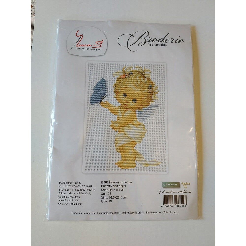 Luca S "Butterfly and Angel" Cross Stitch Kit 16.5 x 23.5 cm Zweigart Anchor